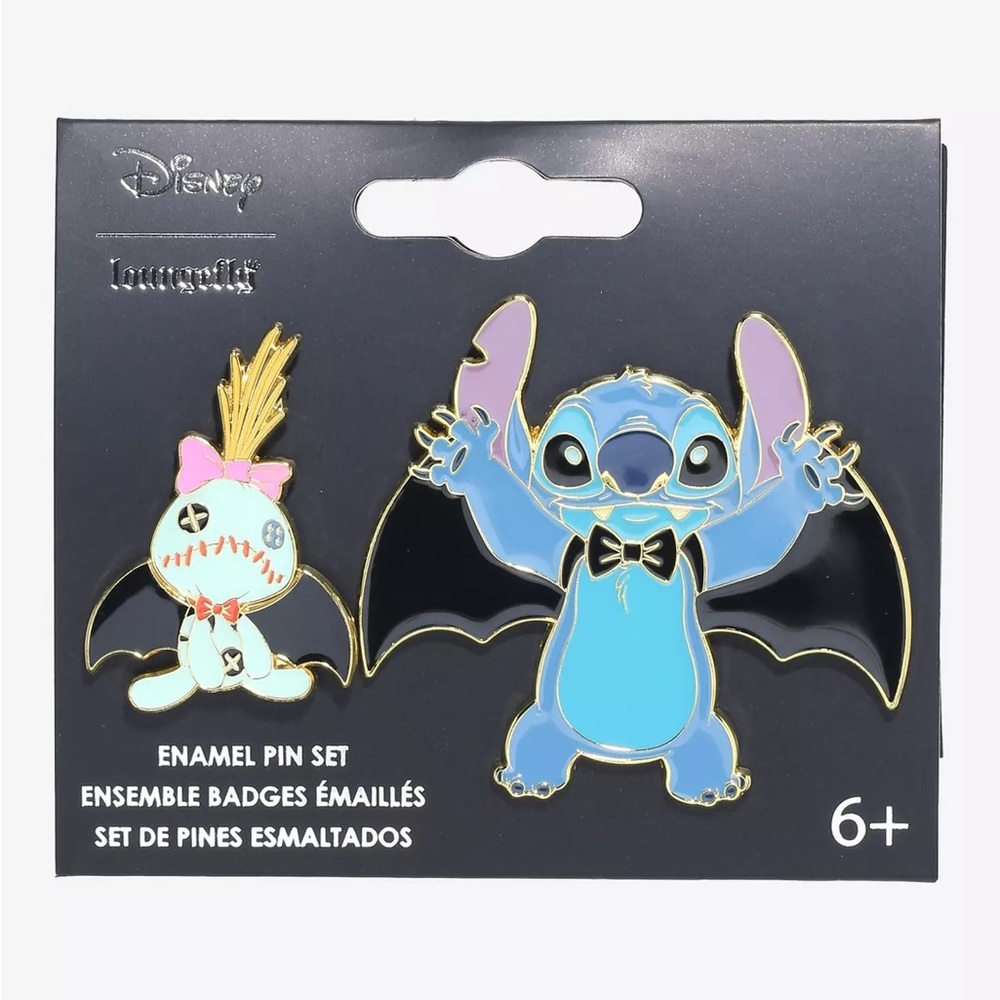 Disney Lilo & Stitch Scrump & Stitch Bats Enamel Pin Set